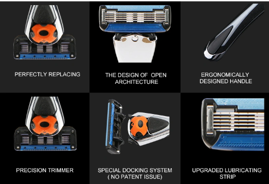 D954L Man Razor 5 Blade Metal Shaving Razor