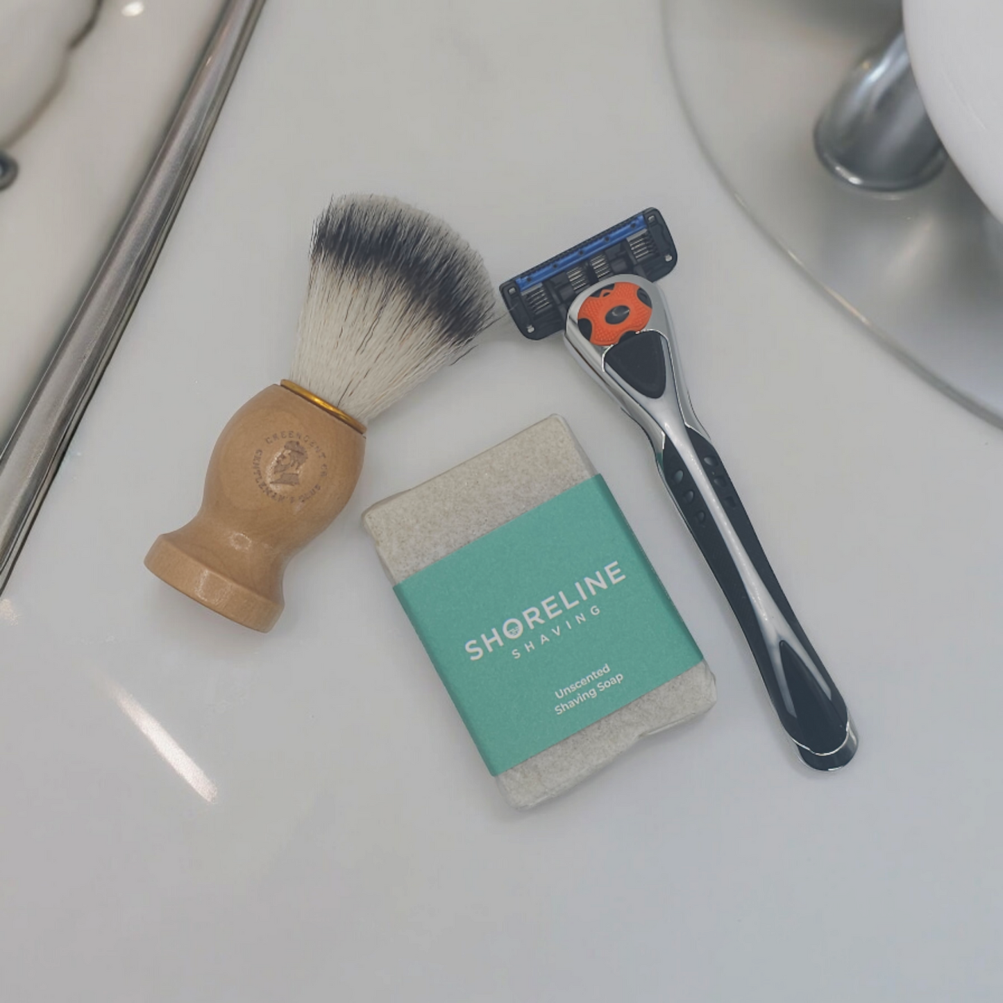 Razor, Shaving Brush & Shaving Soap Set